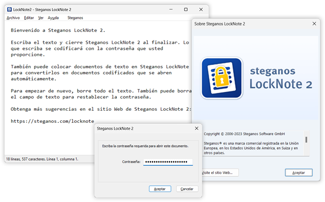 Steganos LockNote 2 Screenshots