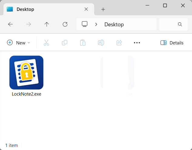 デスクトップ上の1つのプログラムファイルとしてのLockNote